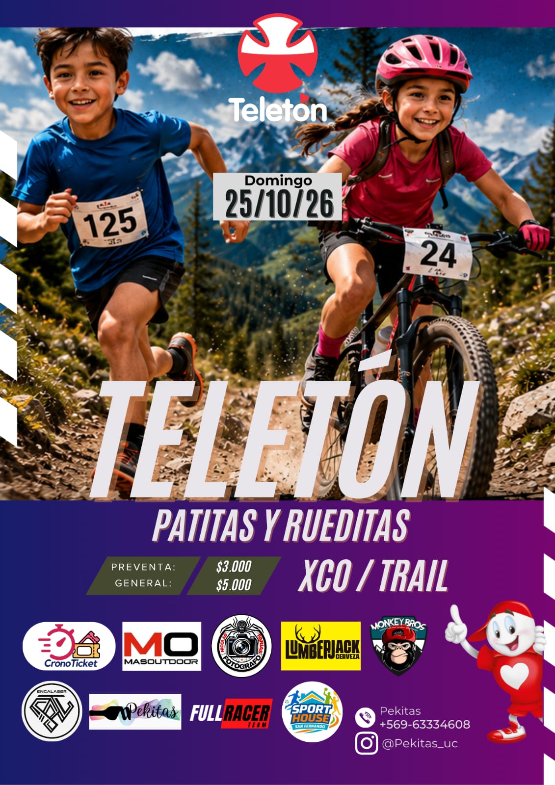 Afiche TELETÓN 2026 - TRAIL PATITAS